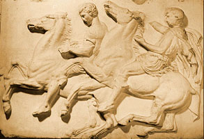 Plaster cast of a panel from the west frieze of the Parthenon. Ashmolean Cast Gallery Cast No. A080d