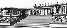 Reconstruction of the Altar of Zeus at Pergamon. 200-150 BC. T.B.L.Webster Hellenistic Art Fig.28