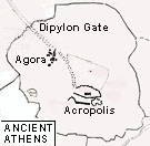 Map of Ancient Athens showing the site of the Agora