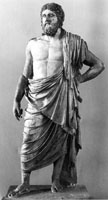Marble statue of Zeus showing himation being worn..Dresden. Staatliche Kunstsammlungen, Skulptureensammlung 68. Photo. Mus. 60/162