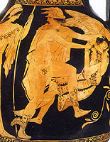 Detail from an Athenian red-figure clay vase, about 450 BC. New York, Metropolitan Museum 45.11.1.