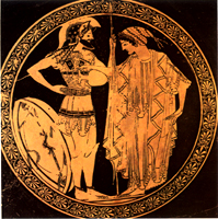 Detail from Athenian red-figure clay vase, about 480 BC. Athens, Acropolis collection 328.
