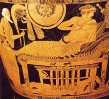 Priam approaches Achilles. Detail from an Athenian red-figure clay vase, about 500-450 BC. Vienna, Kunsthistorisches Museum 3710