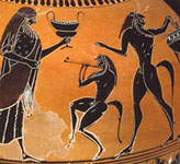 Detail from an Ionian black-figure clay vase, about 530 BC. Niarchos Collection, Athens.